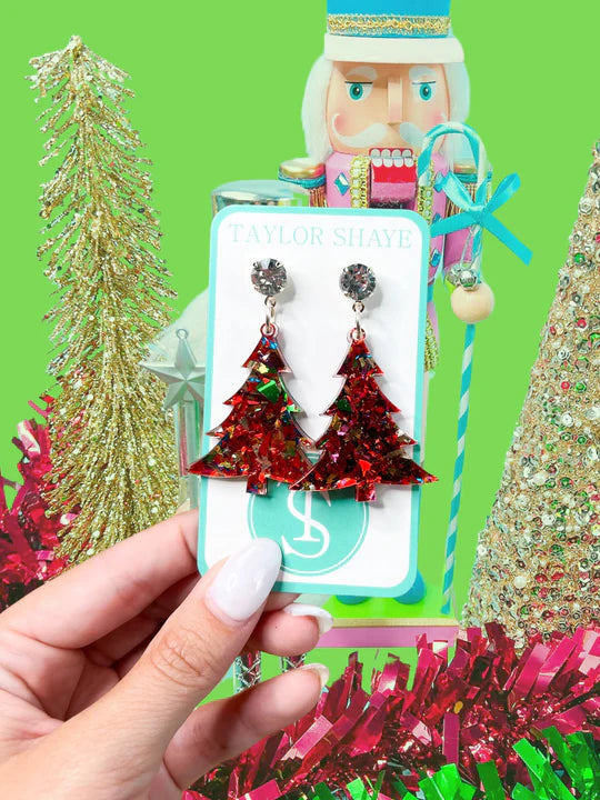 Taylor Shaye Bright Night Christmas Trees Red  Unicorn