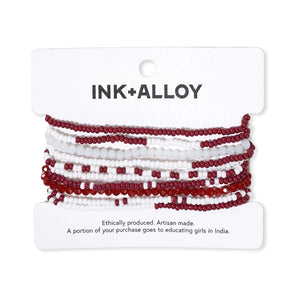 Ink and Alloy beaded stretch bracelet set maroon