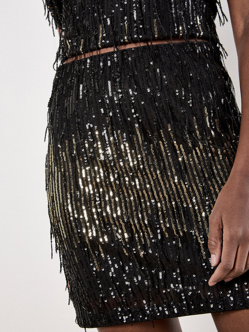 Sequin Fringe Mini Skirt