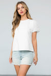 THML White sheer puff sleeve top
