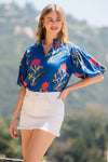 THML Blue Floral Blouse