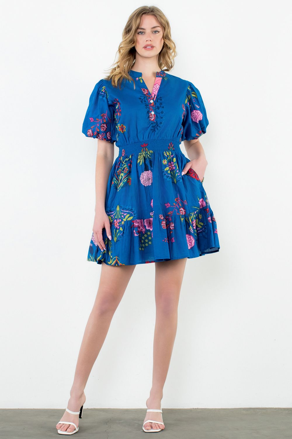 THML Blue Floral Mini Dress