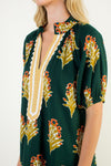 THML Hunter Green Floral Stripe Vneck Dress
