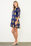 THML Navy Floral 3/4 Sleeve Dress