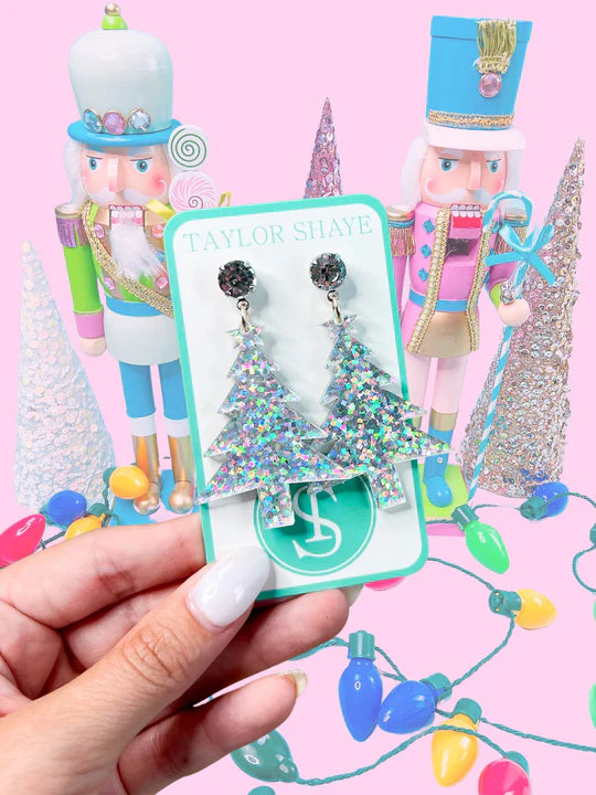 Taylor Shaye Silent Night Christmas Trees - Silver Sequin