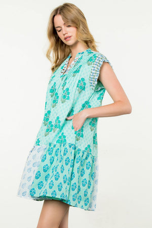 THML Aqua Multi Print Dress