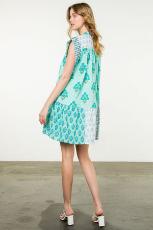 THML Aqua Multi Print Dress