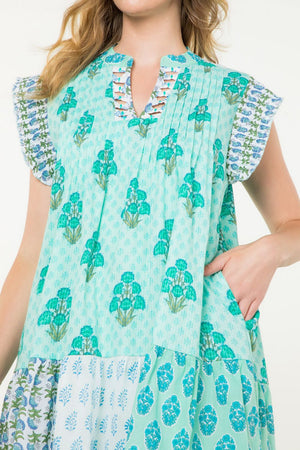 THML Aqua Multi Print Dress