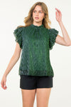 THML Green Metallic Shimmer Blouse