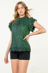 THML Green Metallic Shimmer Blouse