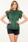 THML Green Metallic Shimmer Blouse