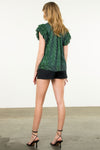 THML Green Metallic Shimmer Blouse