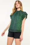 THML Green Metallic Shimmer Blouse