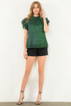 THML Green Metallic Shimmer Blouse