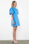 THML Puff Sleeve Blue button up dress