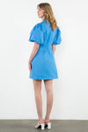 THML Puff Sleeve Blue button up dress