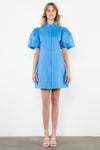 THML Puff Sleeve Blue button up dress