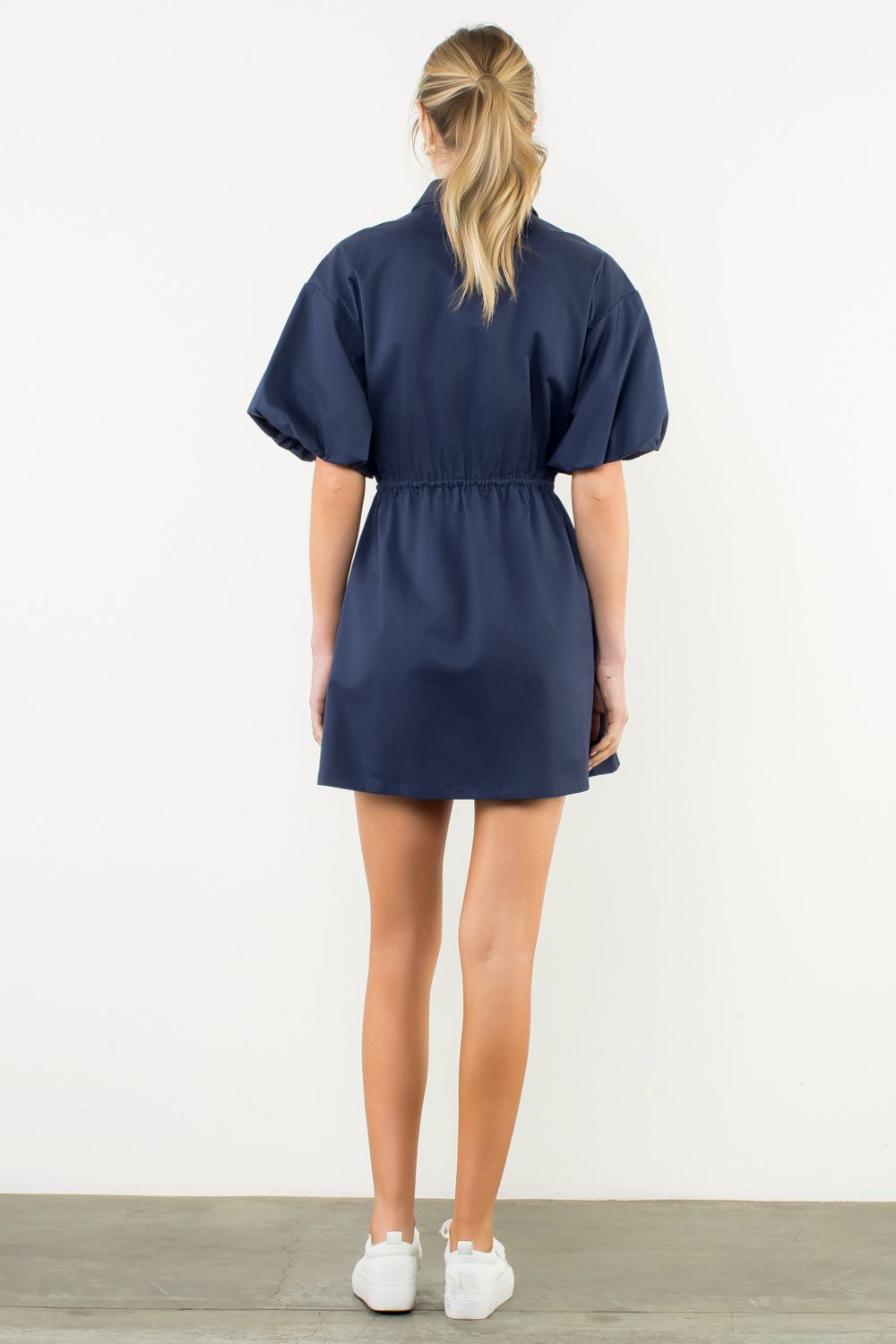 THML Navy Zip Puff Sleeve Dress OhSewPeachy THML Navy Zip Puff Sleeve Dress OhSewPeachy