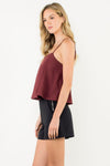 THML Maroon Suede Spaghetti Strap Top