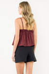 THML Maroon Suede Spaghetti Strap Top