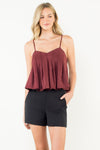 THML Maroon Suede Spaghetti Strap Top