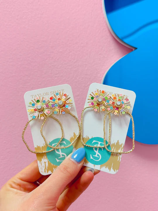 TS Rainbow Sequin Sunburst Hoops