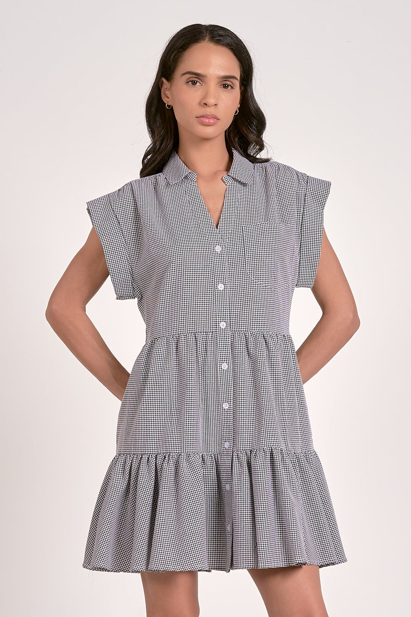 Elan Black Seersucker Mini Dress