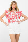 THML Anna blouse coral/white