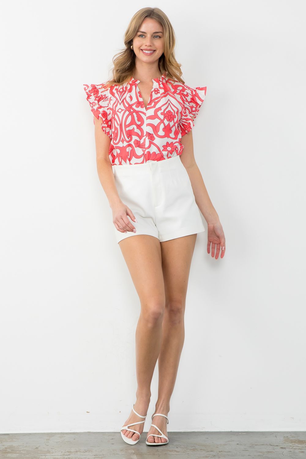 THML Anna blouse coral/white