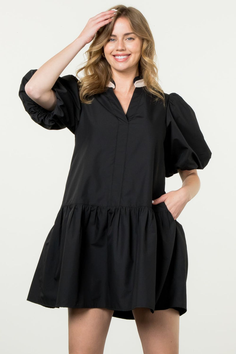 THML Puff sleeve dress BLACK