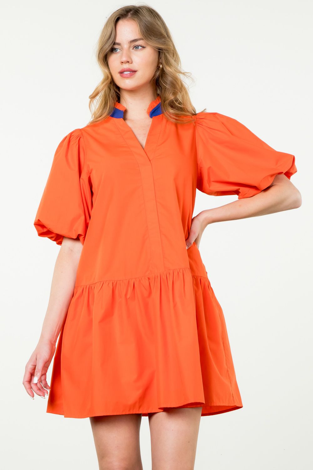 THML Puff sleeve dress orange