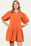 THML Puff sleeve dress RUST