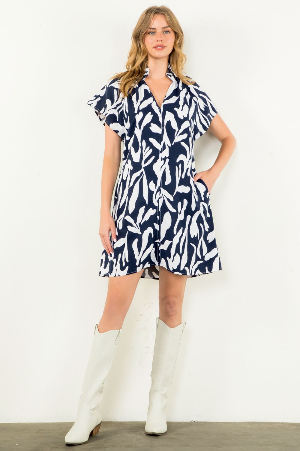 THML Navy Print Dress