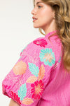 THML Pink Floral Embroidered Blouse