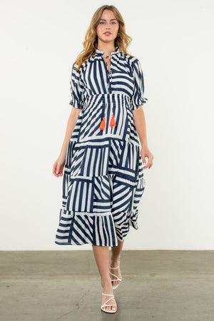 THML Navy Stripe Design Midi