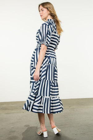 THML Navy Stripe Design Midi