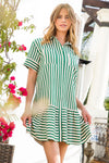 THML Stripe Drop Ruffle Dress