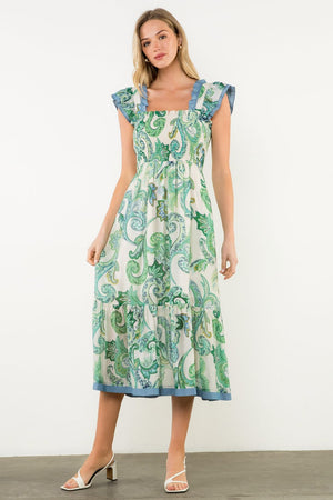 THML Smocked Flutter Sleeve Maxi