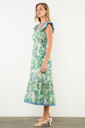THML Smocked Flutter Sleeve Maxi