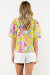 THML Puff Sleeve Multicolor Floral Top