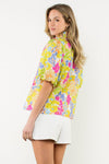 THML Puff Sleeve Multicolor Floral Top
