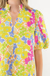 THML Puff Sleeve Multicolor Floral Top