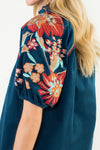 THML Navy Floral Embroidered Blouse