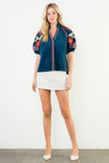 THML Navy Floral Embroidered Blouse