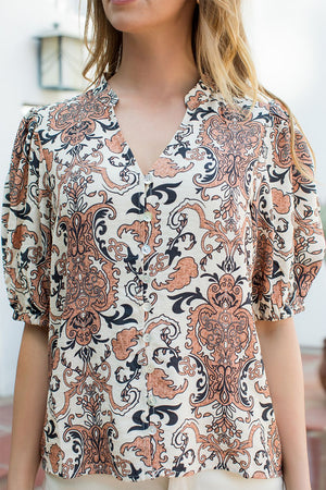 THML Neutral Paisley Blouse