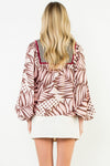 THML Abstract Blouse w/ Wine Trim