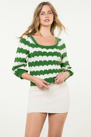 THML Green Stripe Detail Sweater