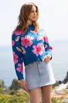 THML Blue floral sweater