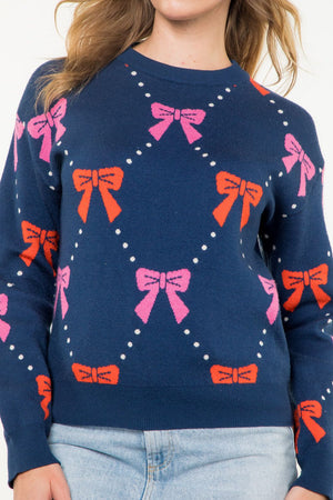 THML Bow detail Navy sweater