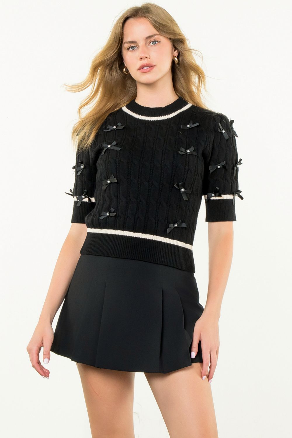 THML Pearl Bow Detail Sweater